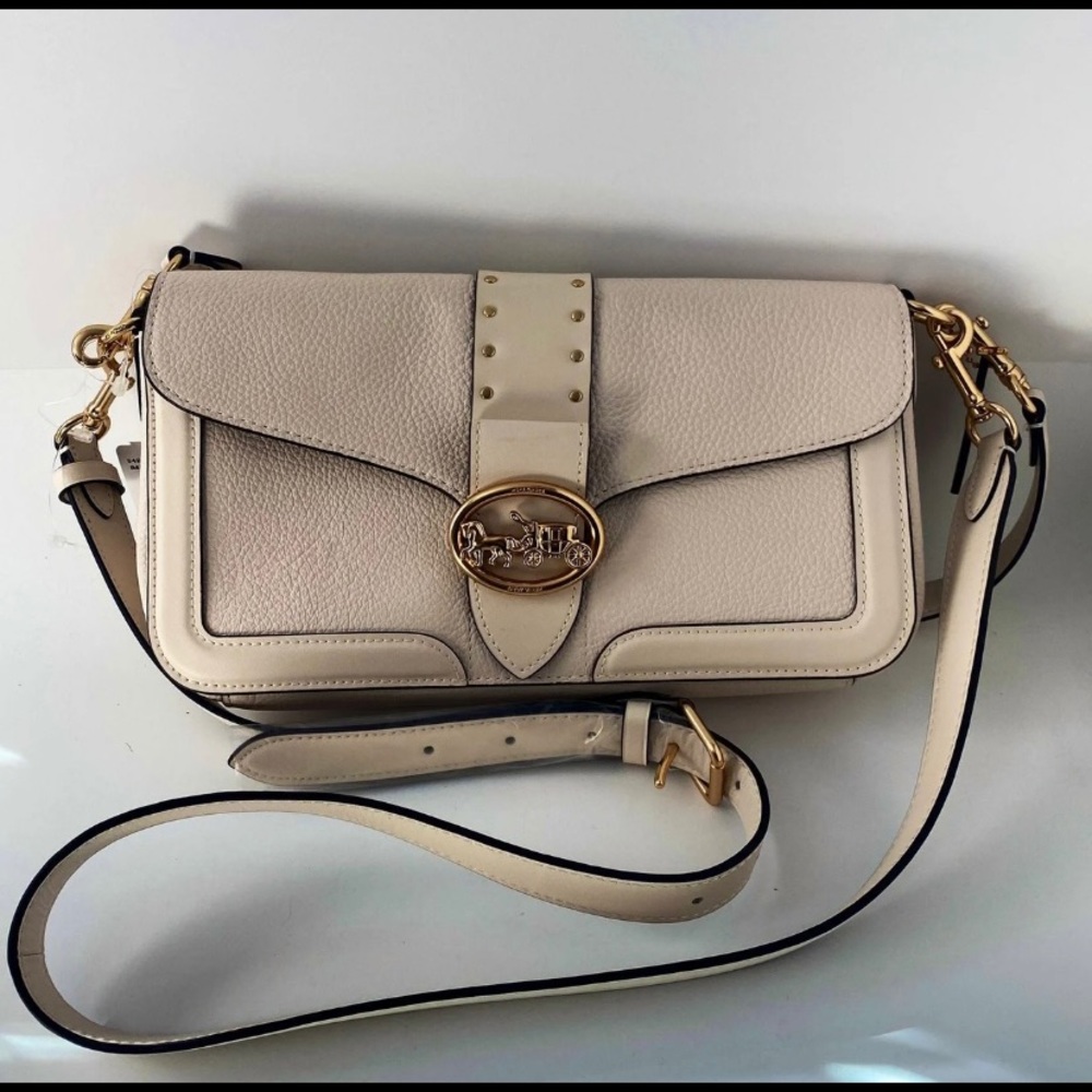 Georgie chalk crossbody with rivets.